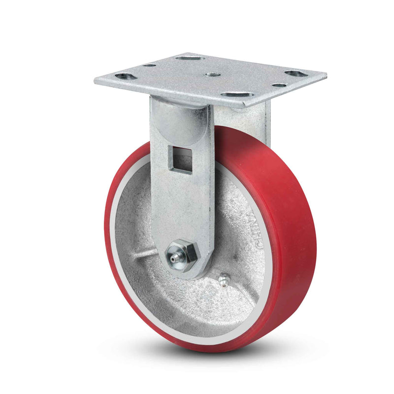 Main view of a Pemco Casters 5" x 2" wide wheel Rigid caster with 4" x 4-1/2" top plate, without a brake, Mold-on Poly wheel and 1100 lb. capacity part
