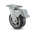4"x2" PolyKat Thermo-Urethane Precision Ball Bearing Caster with Total Lock and 4"x4.5" Plate