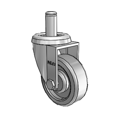 Chrome 2"x0.75" TPR Wheel Caster with 7/16" x 7/8" Grip Ring