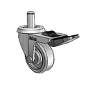 Chrome 2"x0.75" TPR Wheel Caster with Total Lock and 7/16" x 7/8" Grip Ring