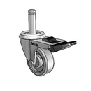Chrome 2"x0.75" TPR Wheel Caster with Total Lock and 7/16" x 1-7/16" Grip Ring