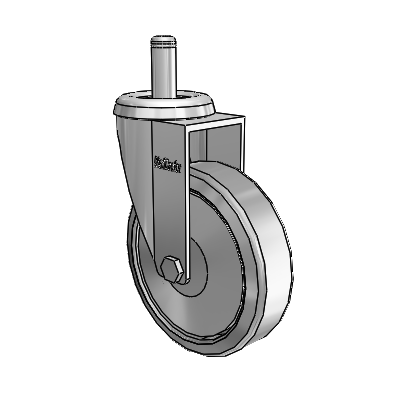 Chrome 3"x0.875" TPR Wheel Caster with 3/8" x 7/8" Grip Ring