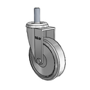 Chrome 3"x0.875" TPR Wheel Caster with 3/8"-16NC x 1" Thread