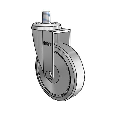 Chrome 3"x0.875" TPR Wheel Caster with M10 x 19/32" Thread