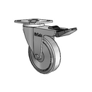 Chrome 3"x0.875" TPR Wheel Caster with Total Lock and 2.36" x 2.36" Plate