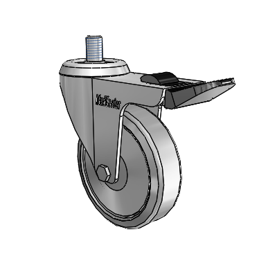 Chrome 3"x0.875" TPR Wheel Caster with Total Lock and M10 x 19/32" Thread