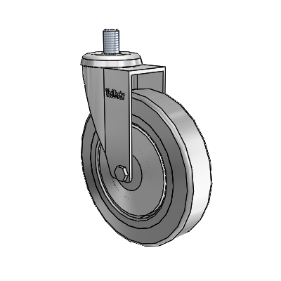 Chrome 4"x0.875" TPR Wheel Caster with M10 x 19/32" Thread