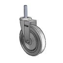Chrome 4"x0.875" TPR Wheel Caster with 3/8"-16NC x 1-1/2" Thread