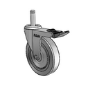 Chrome 4"x0.875" TPR Wheel Caster with Total Lock and 7/16" x 1-7/16" Grip Ring