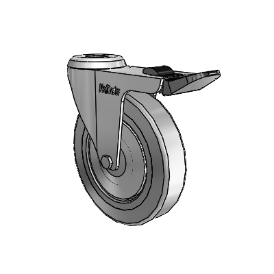 Chrome 4"x0.875" TPR Wheel Caster with Total Lock and 7/16" Hollow Rivet