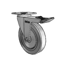 Chrome 4"x0.875" TPR Wheel Caster with Total Lock and 2.36" x 2.36" Plate