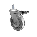 Chrome 4"x0.875" TPR Wheel Caster with Total Lock and 3/8"-16NC x 1" Thread