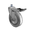 Chrome 4"x0.875" TPR Wheel Caster with Total Lock and M10 x 19/32" Thread