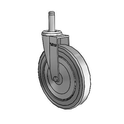 Chrome 5"x0.875" TPR Wheel Caster with 7/16" x 1-7/16" Grip Ring