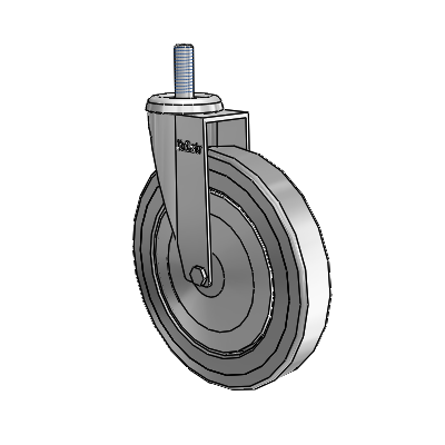 Chrome 5"x0.875" TPR Wheel Caster with 3/8"-16NC x 1" Thread