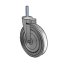Chrome 5"x0.875" TPR Wheel Caster with 3/8"-16NC x 1-1/2" Thread