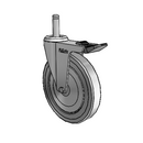 Chrome 5"x0.875" TPR Wheel Caster with Total Lock and 7/16" x 1-7/16" Grip Ring