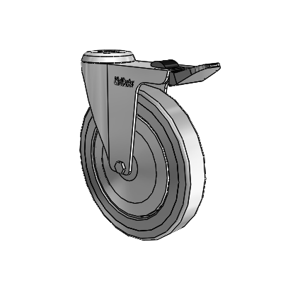 Chrome 5"x0.875" TPR Wheel Caster with Total Lock and 7/16" Hollow Rivet