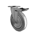 Chrome 5"x0.875" TPR Wheel Caster with Total Lock and 2.36" x 2.36" Plate