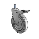 Chrome 5"x0.875" TPR Wheel Caster with Total Lock and 3/8"-16NC x 1" Thread