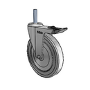 Chrome 5"x0.875" TPR Wheel Caster with Total Lock and 3/8"-16NC x 1-1/2" Thread