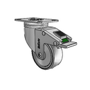Stainless Medical 3"x1.25" TPR Wheel Caster with Direction Lock and 2.5"x3.625" Plate