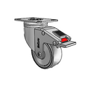 Stainless Medical 3"x1.25" TPR Wheel Caster with Total Lock and 2.5"x3.625" Plate