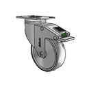 Stainless Medical 4"x1.25" TPR Wheel Caster with Direction Lock and 2.5"x3.625" Plate