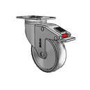 Stainless Medical 4"x1.25" TPR Wheel Caster with Total Lock and 2.5"x3.625" Plate
