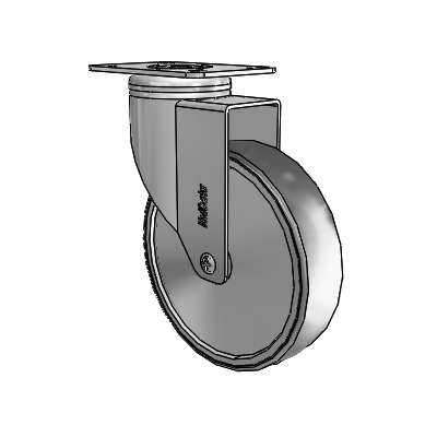 Stainless Medical 5"x1.25" TPR Wheel Caster with 2.5"x3.625" Plate