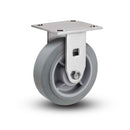 Value Stainless 4"x2" Thermo-Rubber (Flat) Delrin Bearing Rigid Caster with 4"x4.5" Plate
