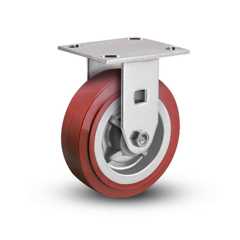 Value Stainless 4"x2" Thermo-Urethane Delrin Bearing Rigid Caster with 4"x4.5" Plate