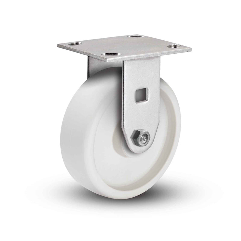 Value Stainless 5"x2" RETORT Roller Bearing Rigid Caster with 4"x4.5" Plate