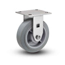 Value Stainless 5"x2" Thermo-Rubber (Flat) Roller Bearing Rigid Caster with 4"x4.5" Plate