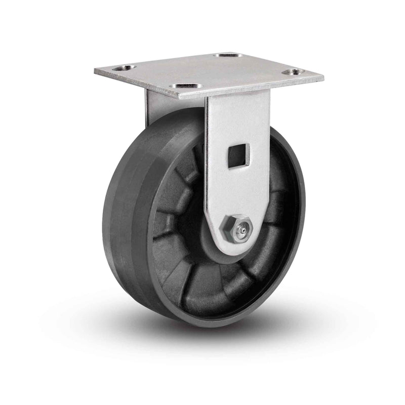 Value Stainless 6"x2" Max Nylon Precision Ball Bearing Rigid Caster with 4"x4.5" Plate