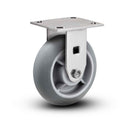 Value Stainless 6"x2" Thermo-Rubber (Donut) Delrin Bearing Rigid Caster with 4"x4.5" Plate