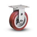 Value Stainless 6"x2" Thermo-Urethane Precision Ball Bearing Rigid Caster with 4"x4.5" Plate