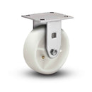Value Stainless 6"x2" White Nylon Precision Ball Bearing Rigid Caster with 4"x4.5" Plate