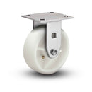 Value Stainless 6"x2" White Nylon Delrin Bearing Rigid Caster with 4"x4.5" Plate