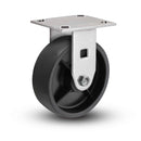 Value Stainless 8"x2" Polypropylene HD Roller Bearing Rigid Caster with 4"x4.5" Plate