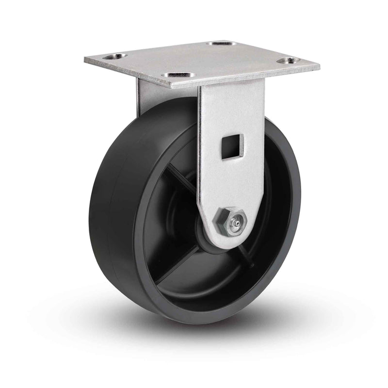 Value Stainless 8"x2" Polypropylene HD Roller Bearing Rigid Caster with 4"x4.5" Plate