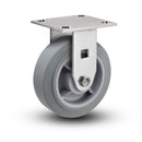 Value Stainless 8"x2" Thermo-Rubber (Flat) Delrin Bearing Rigid Caster with 4"x4.5" Plate
