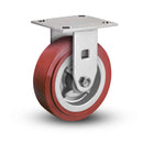 Value Stainless 8"x2" Thermo-Urethane Precision Ball Bearing Rigid Caster with 4"x4.5" Plate
