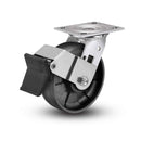 Value Stainless 4"x2" Max Nylon Roller Bearing Caster with Top Lock and 4"x4.5" Plate
