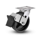 Value Stainless 4"x2" Polypropylene HD Roller Bearing Caster with Top Lock and 4"x4.5" Plate