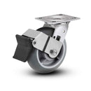 Value Stainless 4"x2" Thermo-Rubber (Donut) Delrin Bearing Caster with Top Lock and 4"x4.5" Plate