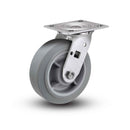 Value Stainless 4"x2" Thermo-Rubber (Flat) Precision Ball Bearing Caster with 4"x4.5" Plate