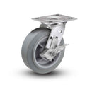 Value Stainless 4"x2" Thermo-Rubber (Flat) Delrin Bearing Side-Lock Caster with 4"x4.5" Plate