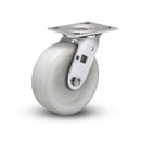 Value Stainless 4"x2" White Nylon Delrin Bearing Caster with 4"x4.5" Plate