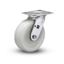 Value Stainless 4"x2" White Nylon Roller Bearing Caster with 4"x4.5" Plate